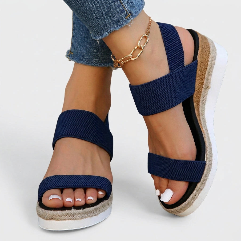 Platform Sandals – Elastic Strap Espadrille Style