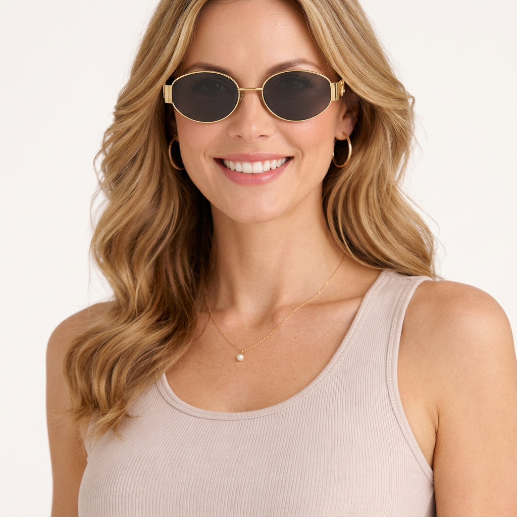 Oval Sunglasses – Slim Frame Retro Style