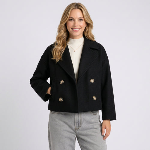 Cropped Coat – Double Breasted Tailored Style