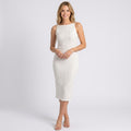 Midi Dress – Textured Sleeveless Fitted Style