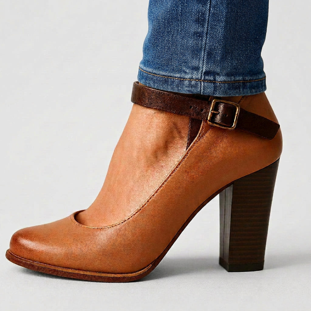 Heeled Pumps – Ankle Strap Block Heel Style
