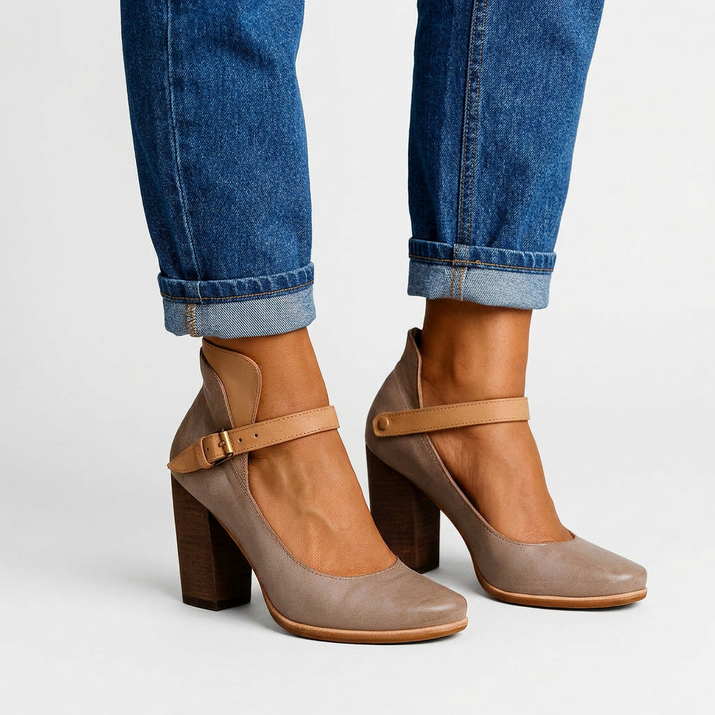 Heeled Pumps – Ankle Strap Block Heel Style