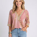 Blouse – V-Neck Printed Relaxed Style