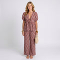 Co-Ord Set – Printed Tie Front Wide Leg Style