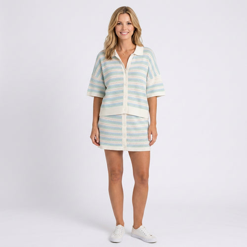 Co-Ord Set – Striped Shirt and Shorts Casual Style