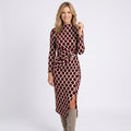 Midi Dress – Geometric Print Wrap Style
