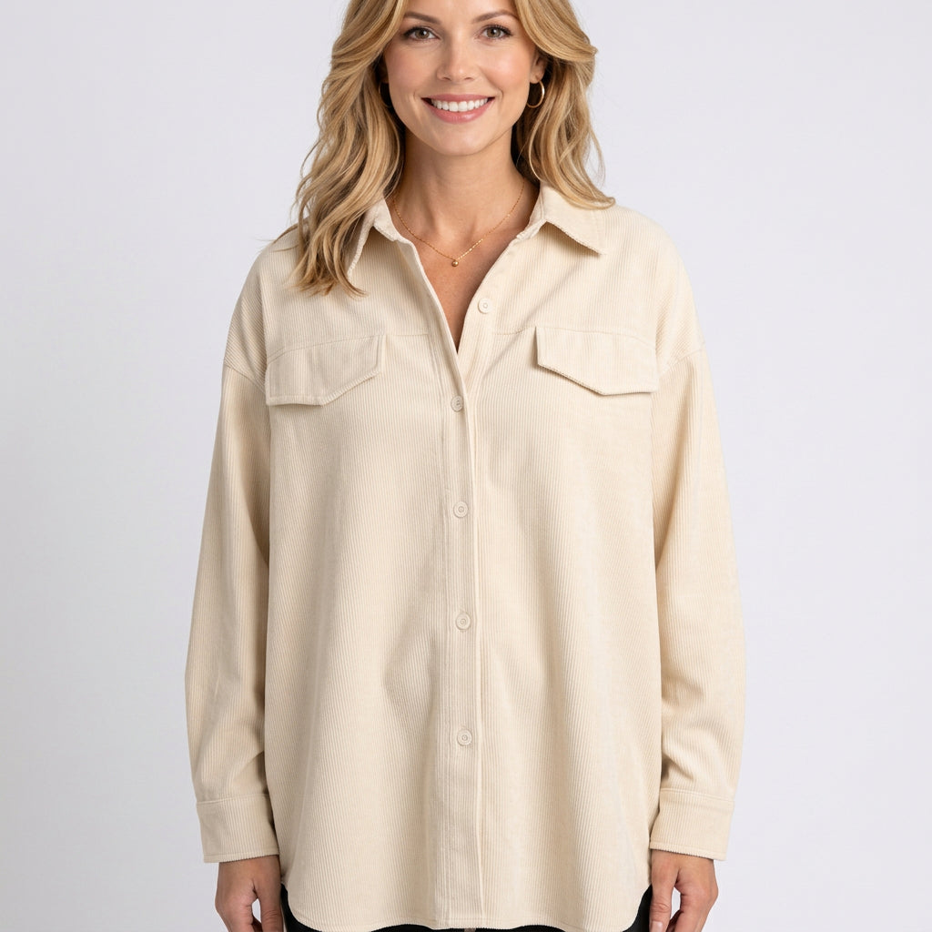 Shirt – Corduroy Button Front Relaxed Style
