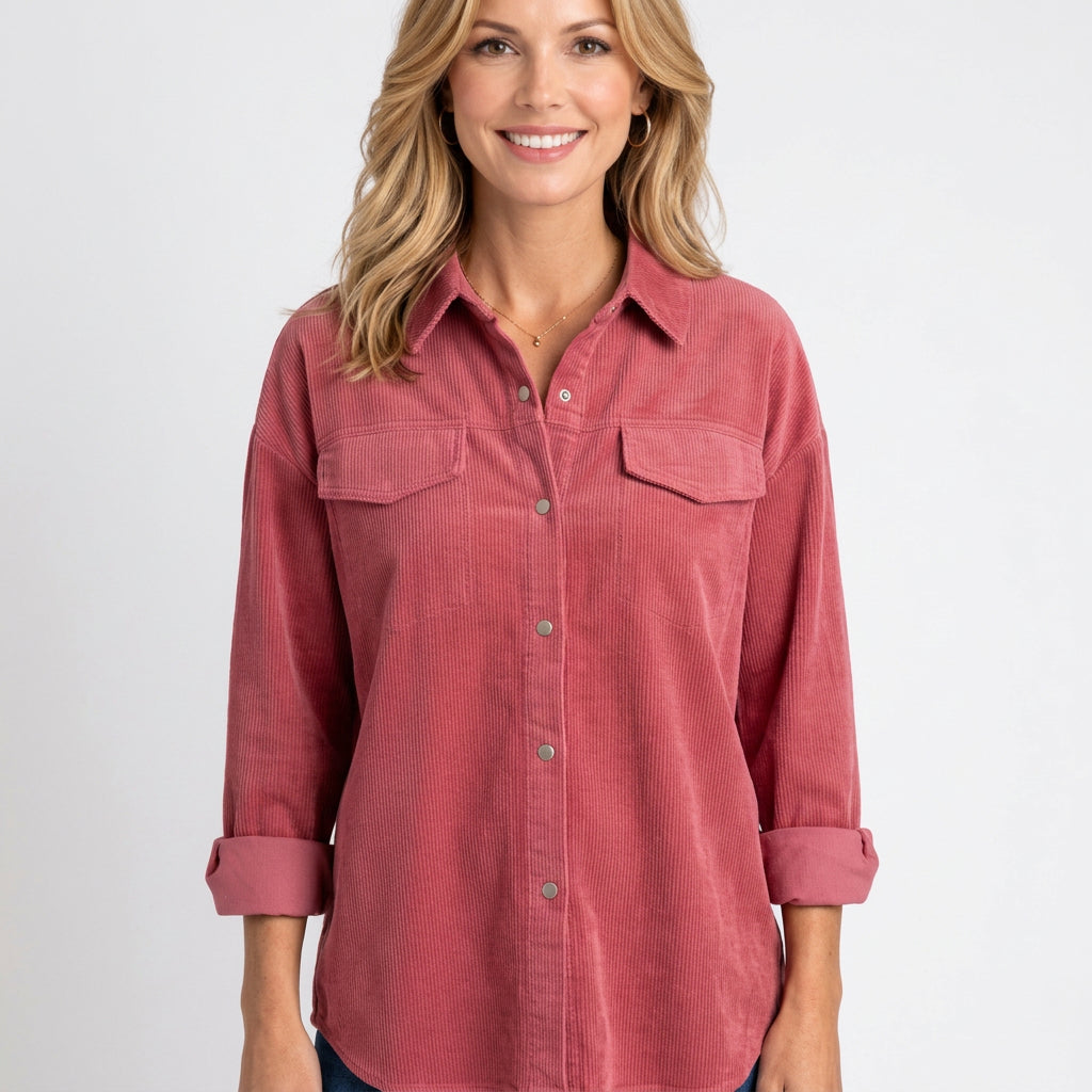 Shirt – Corduroy Button Front Relaxed Style