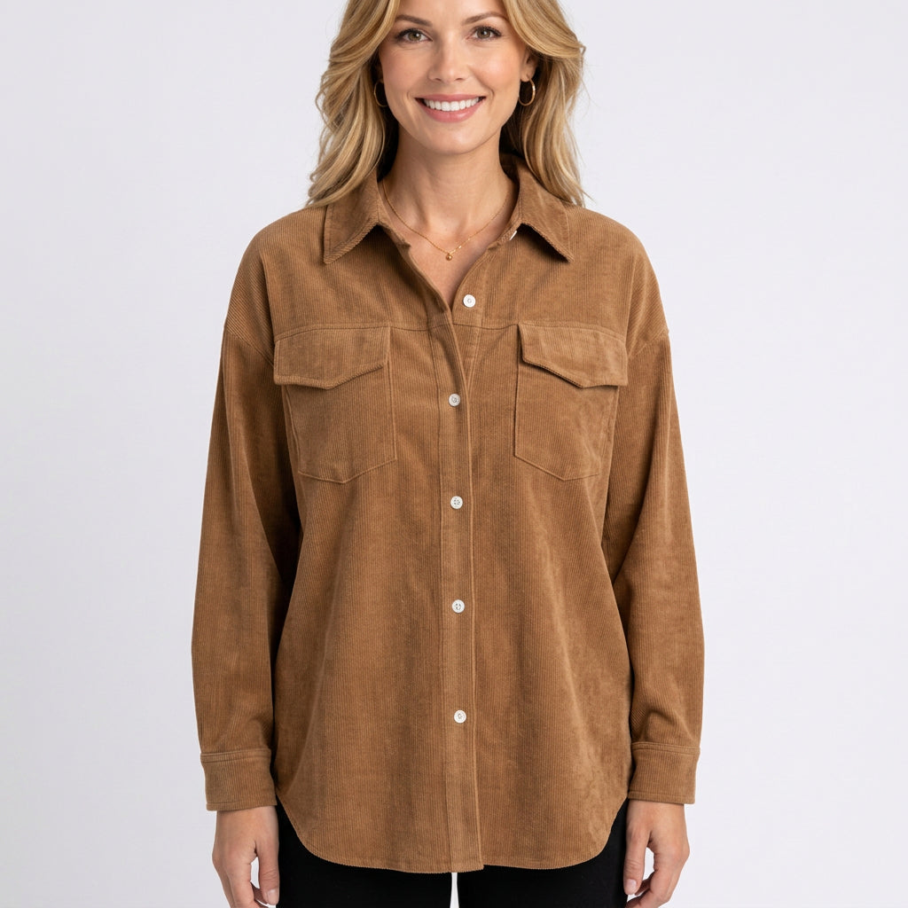 Shirt – Corduroy Button Front Relaxed Style