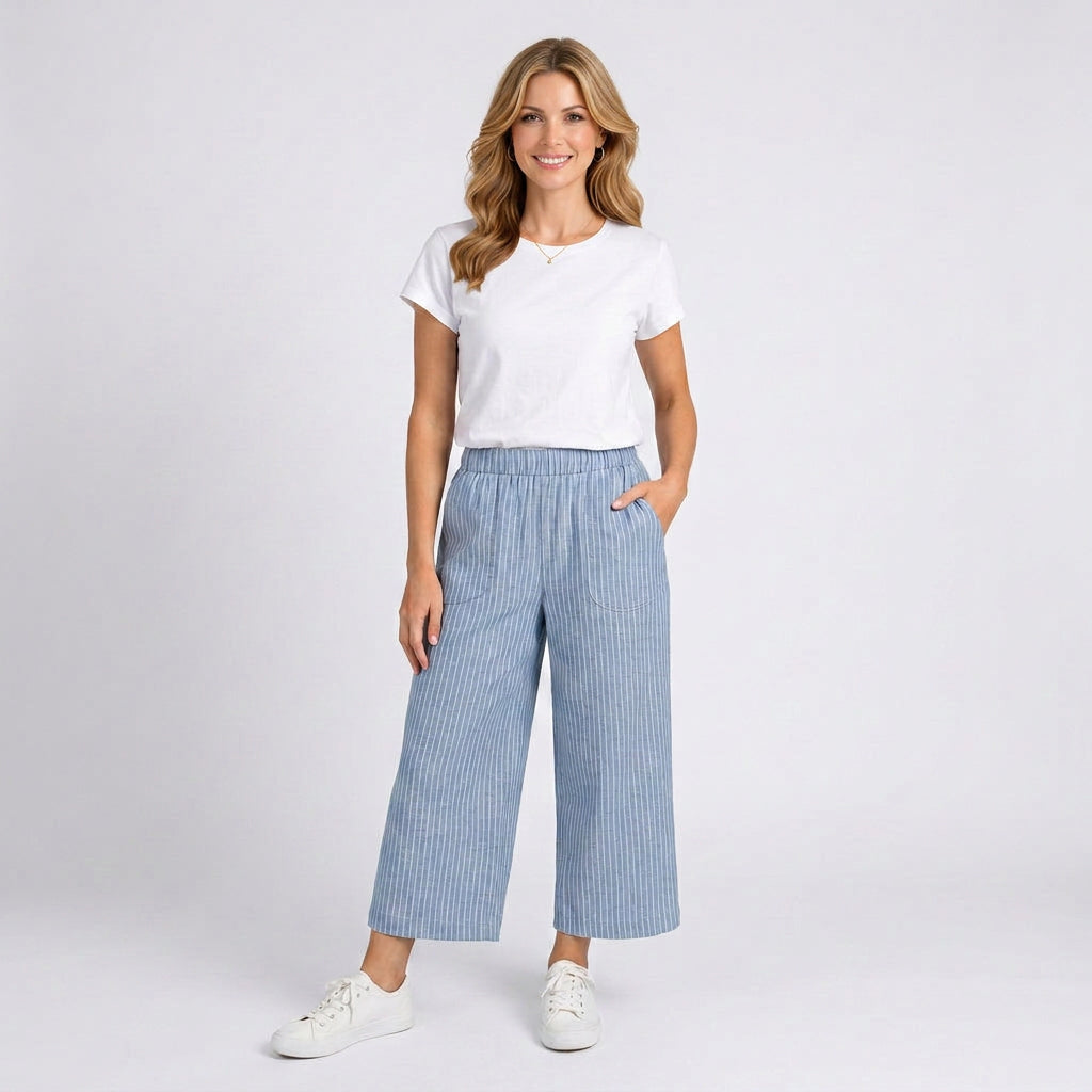 Trousers – Striped Wide Leg Relaxed Style