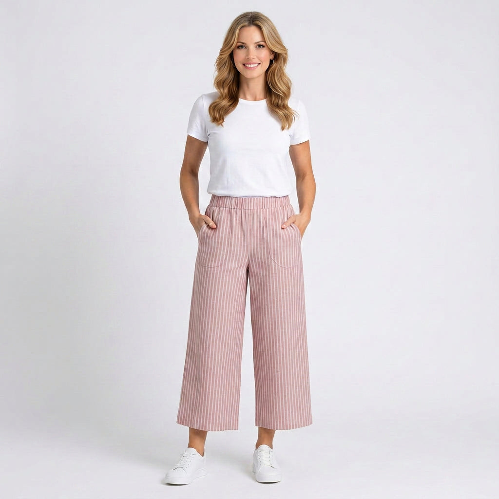 Trousers – Striped Wide Leg Relaxed Style