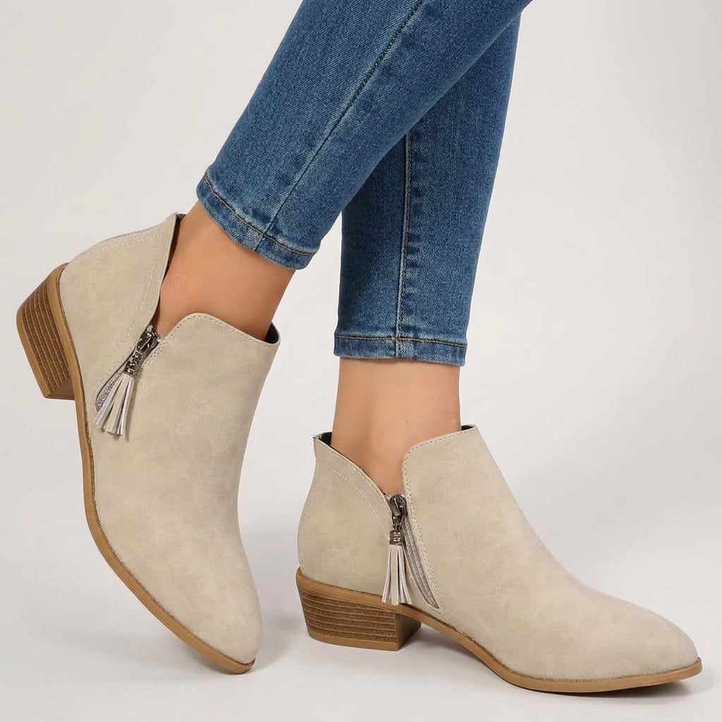 Ankle Boots – Pointed Toe Low Heel Style