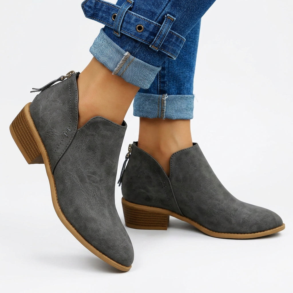 Ankle Boots – Pointed Toe Low Heel Style