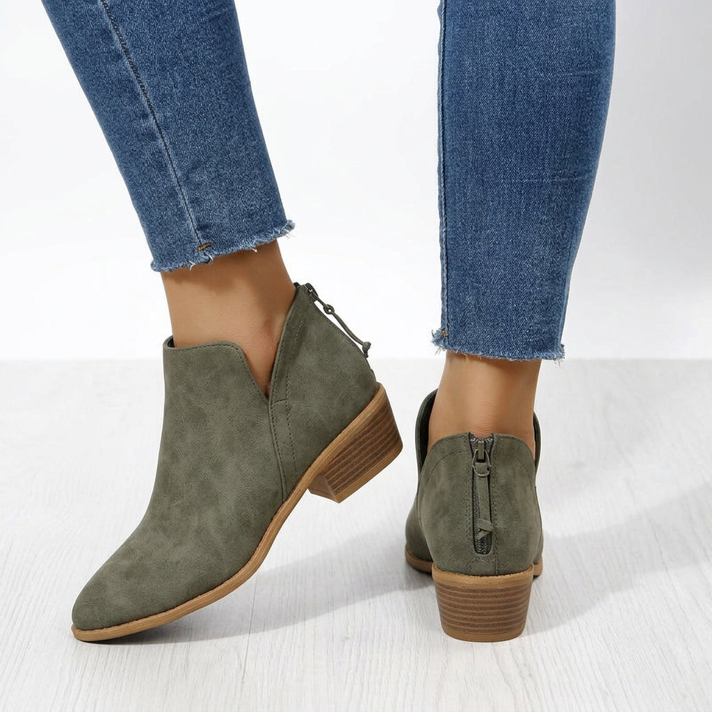 Ankle Boots – Pointed Toe Low Heel Style