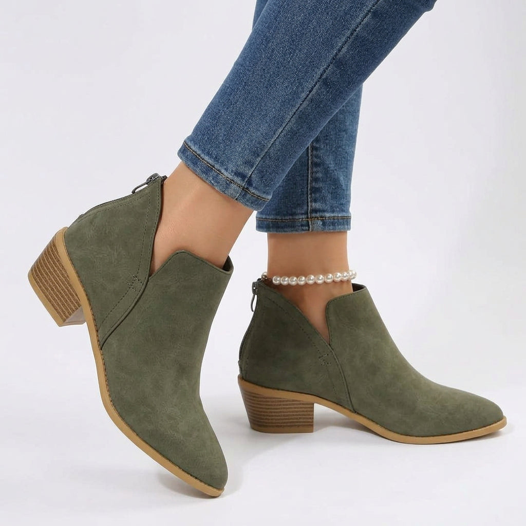 Ankle Boots – Pointed Toe Low Heel Style
