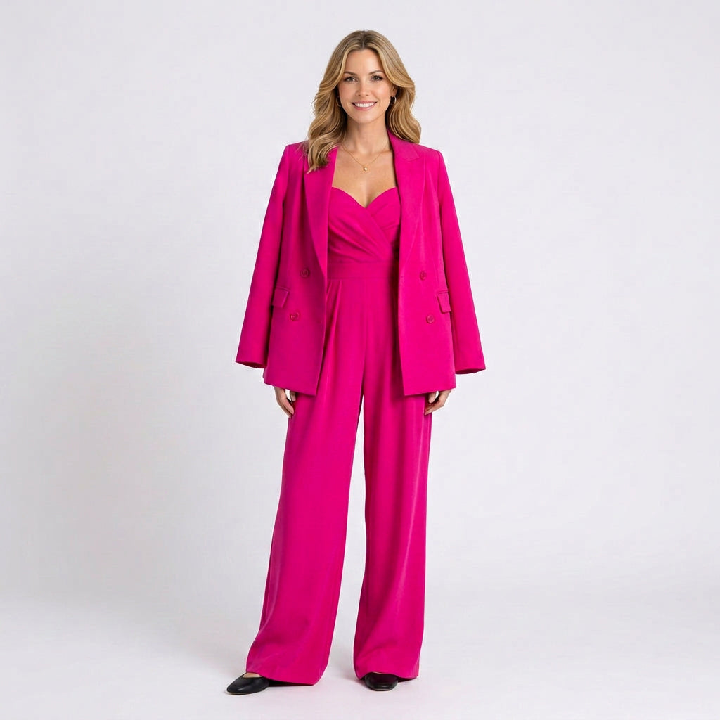 Jumpsuit – Sweetheart Neckline Wide Leg Elegant Style