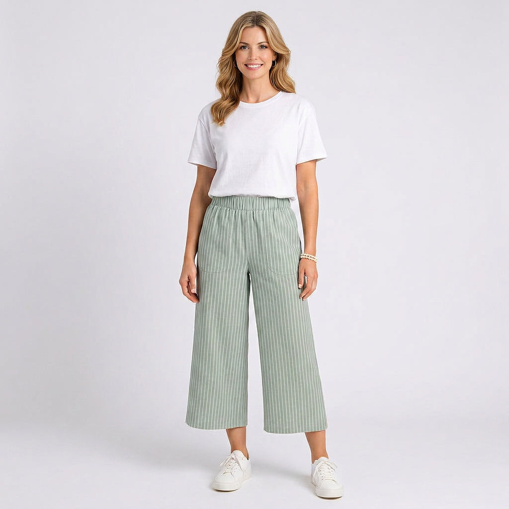Trousers – Striped Wide Leg Relaxed Style