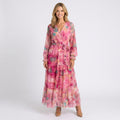 Maxi Dress – Wrap Front Tiered Elegant Style