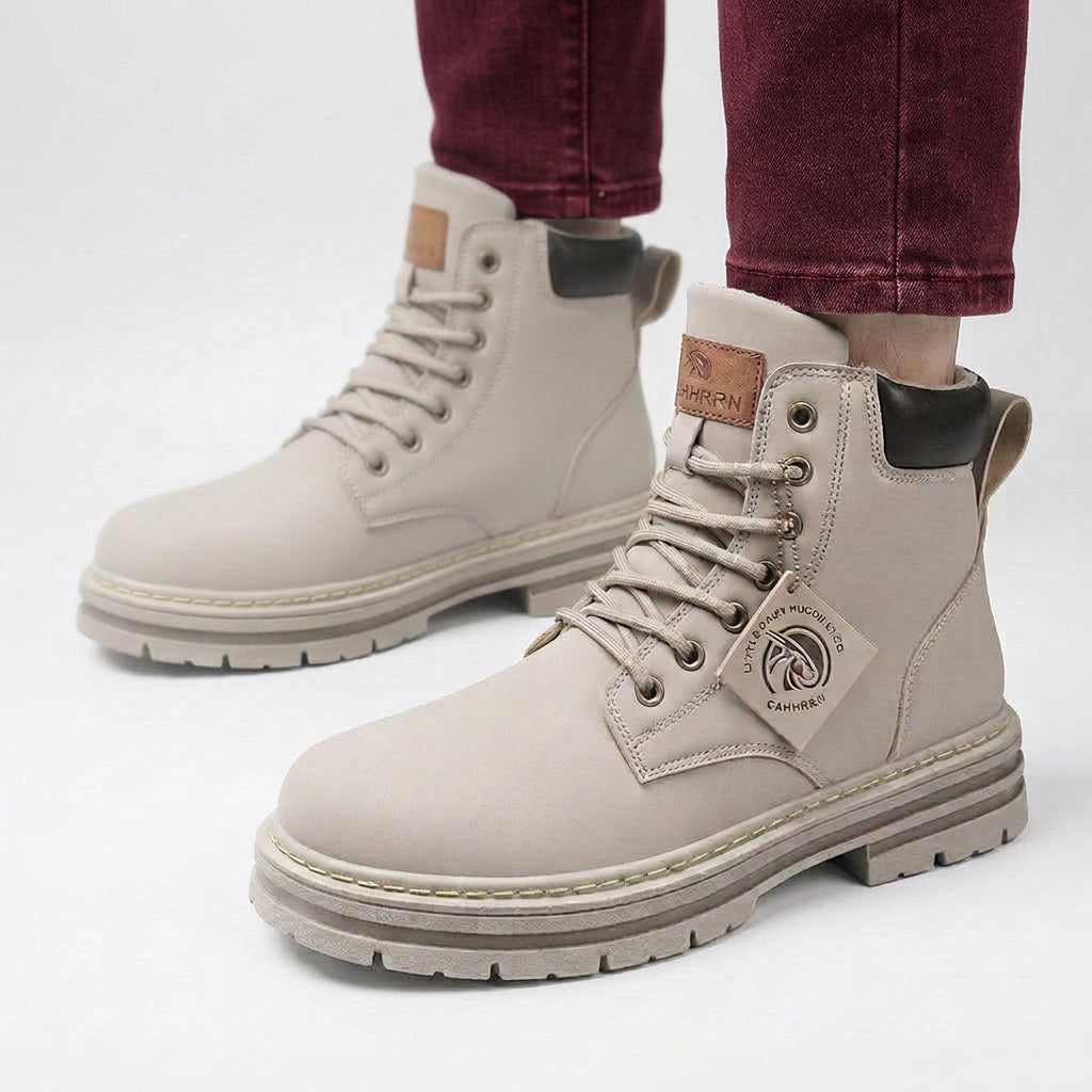 Ankle Boots – Lace-Up Chunky Sole Utility Style
