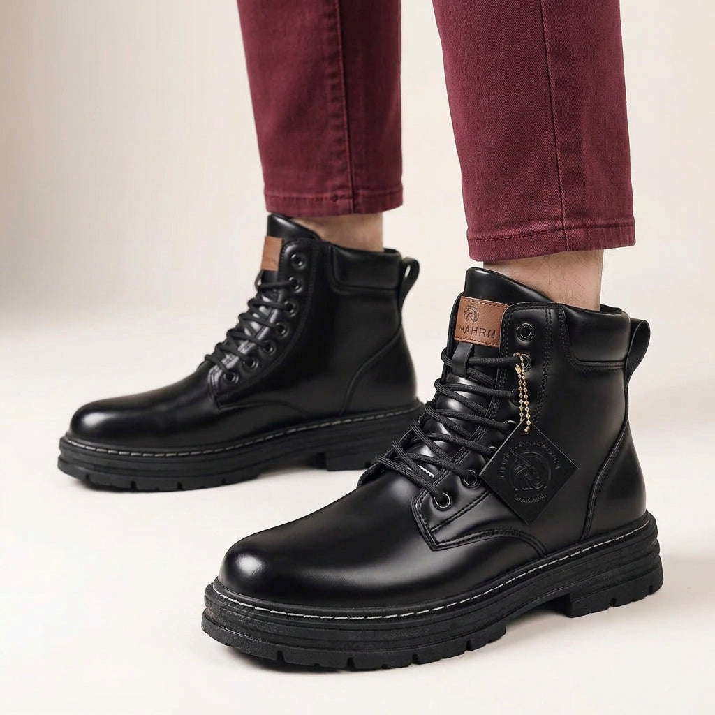 Ankle Boots – Lace-Up Chunky Sole Utility Style