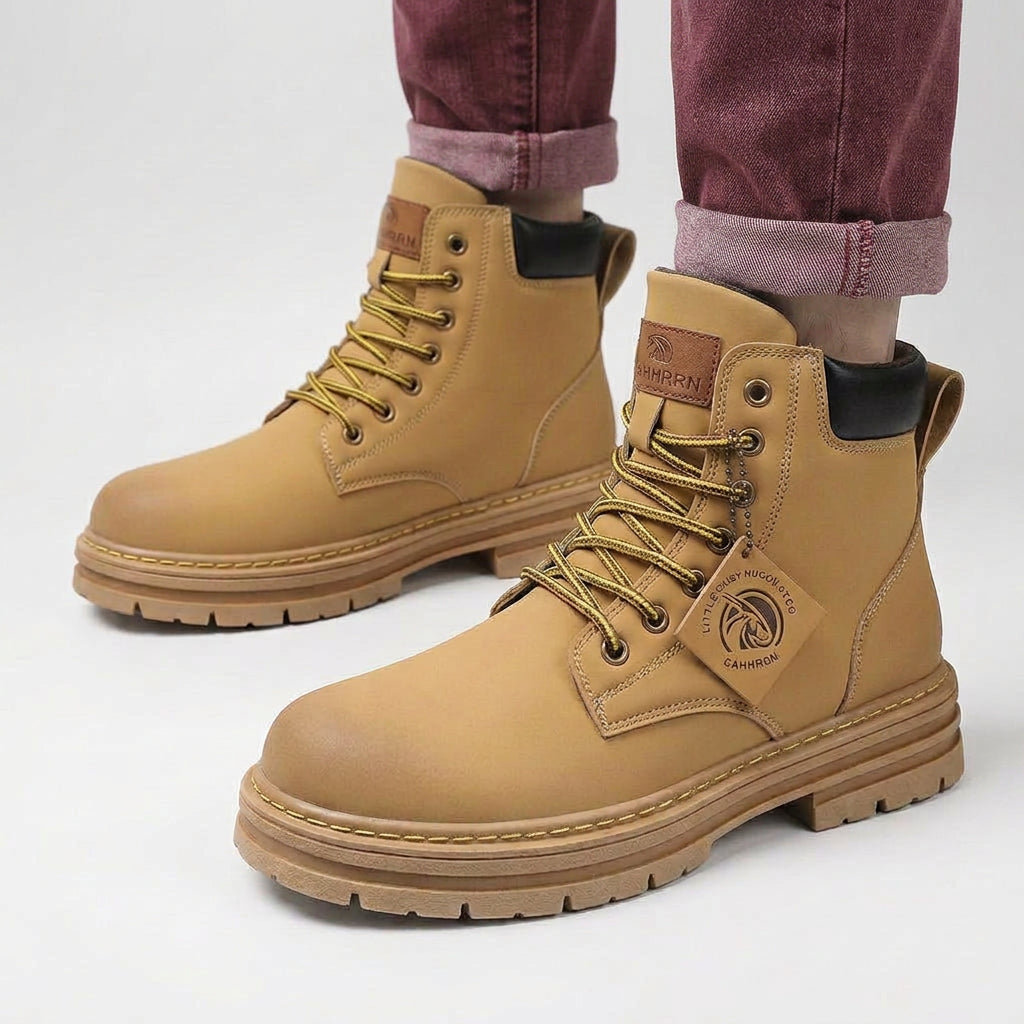 Ankle Boots – Lace-Up Chunky Sole Utility Style