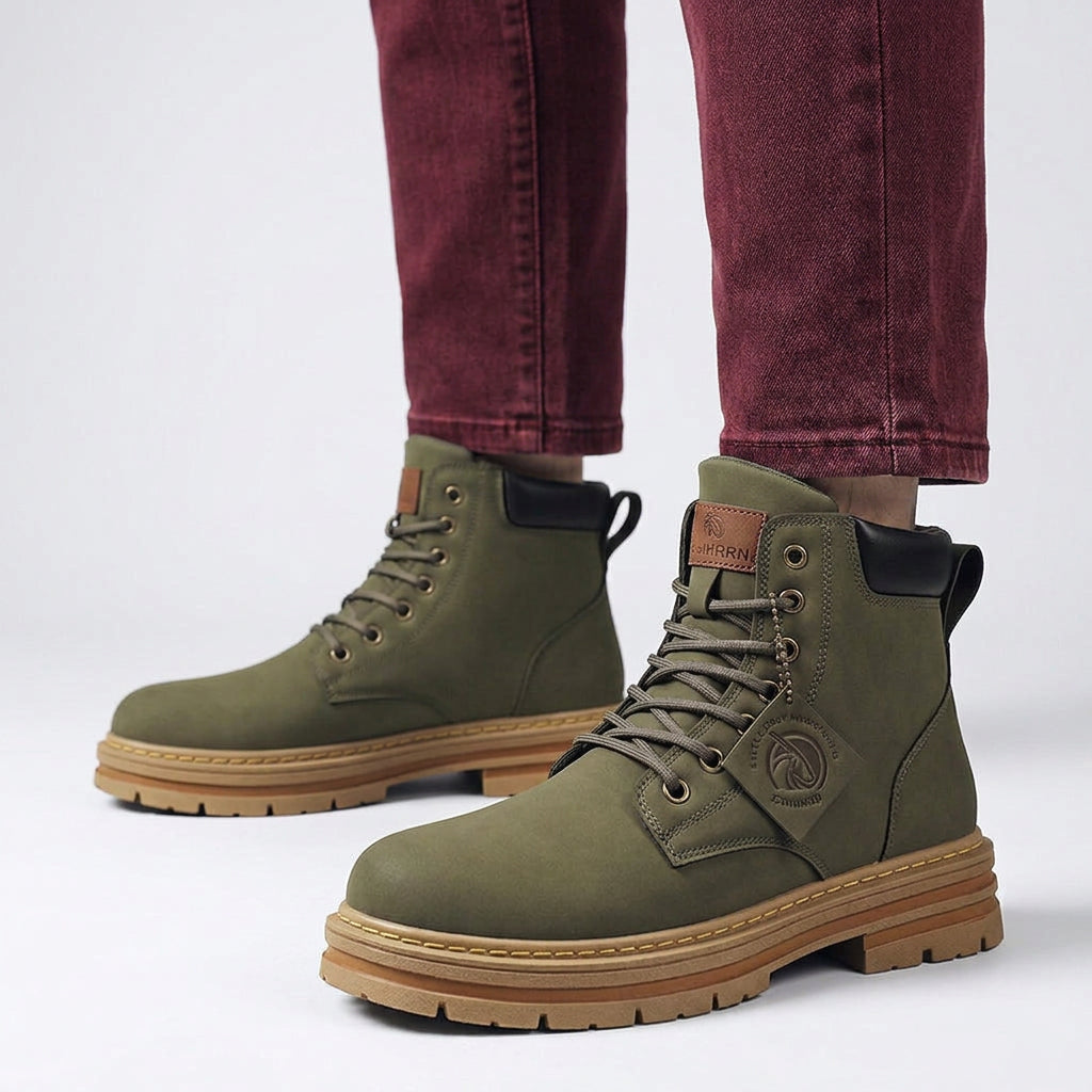 Ankle Boots – Lace-Up Chunky Sole Utility Style