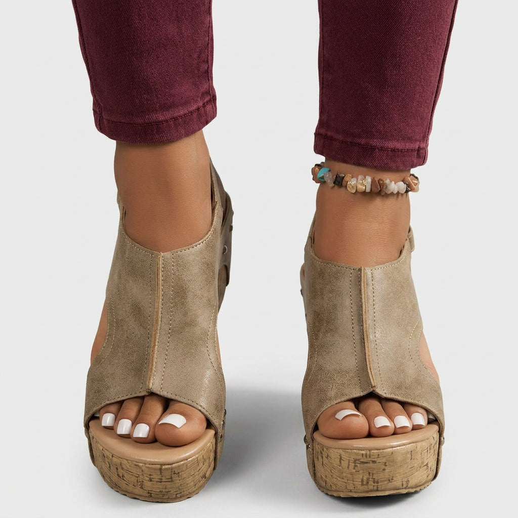 Wedge Sandals – Open Toe Cut-Out Style