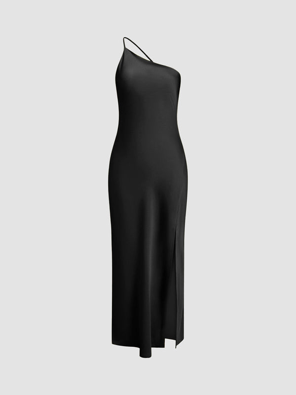 Maxi Dress – One Shoulder Split Hem Elegant Style