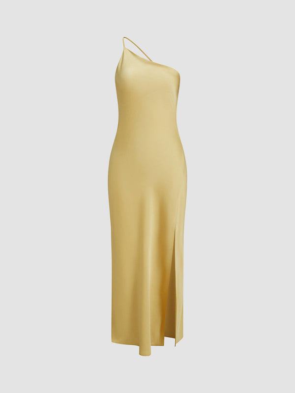 Maxi Dress – One Shoulder Split Hem Elegant Style