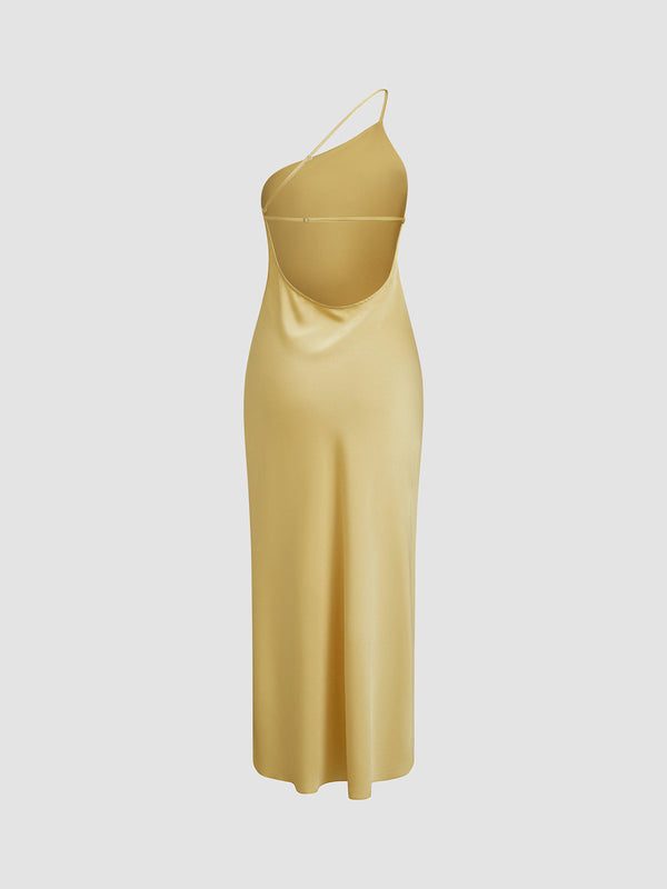 Maxi Dress – One Shoulder Split Hem Elegant Style