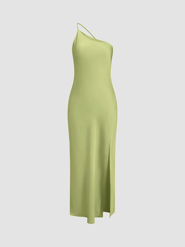 Maxi Dress – One Shoulder Split Hem Elegant Style