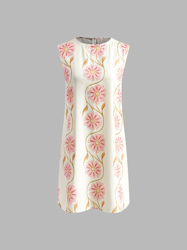 Mini Dress – Floral Sleeveless Shift Style