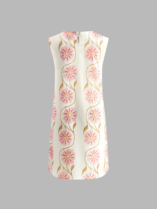 Mini Dress – Floral Sleeveless Shift Style