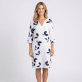 Mini Dress – Leaf Print V-Neck Relaxed Style