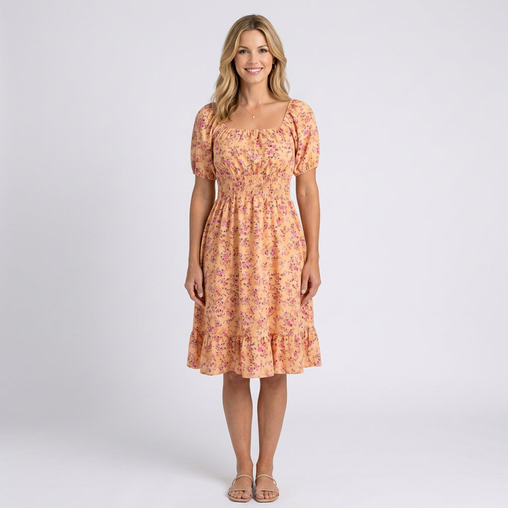 Midi Dress – Off Shoulder Floral Split Hem Style