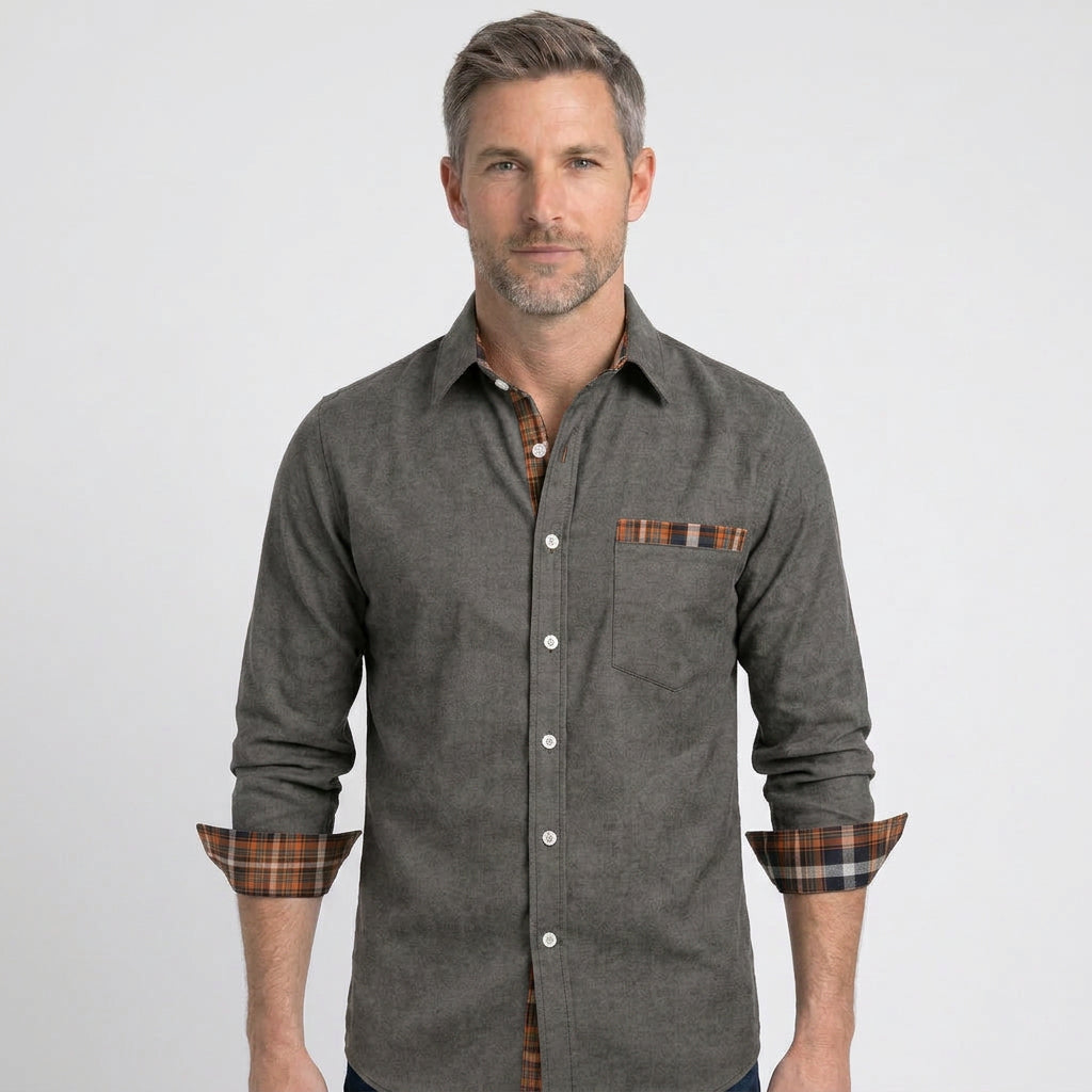 Men’s Check Detail Button Up Shirt