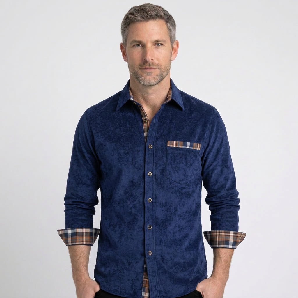 Men’s Check Detail Button Up Shirt