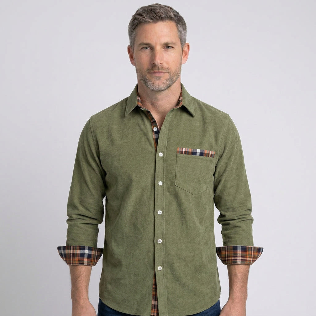 Men’s Check Detail Button Up Shirt