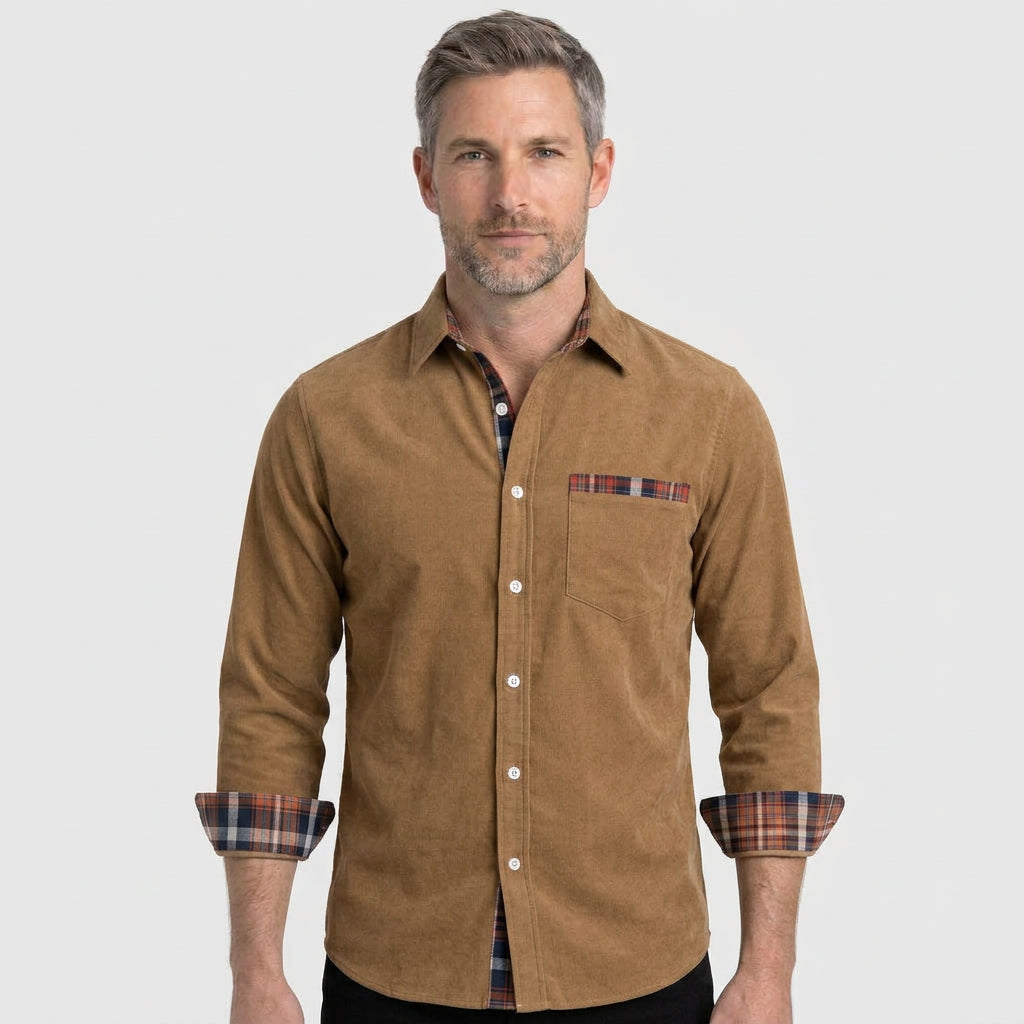 Men’s Check Detail Button Up Shirt