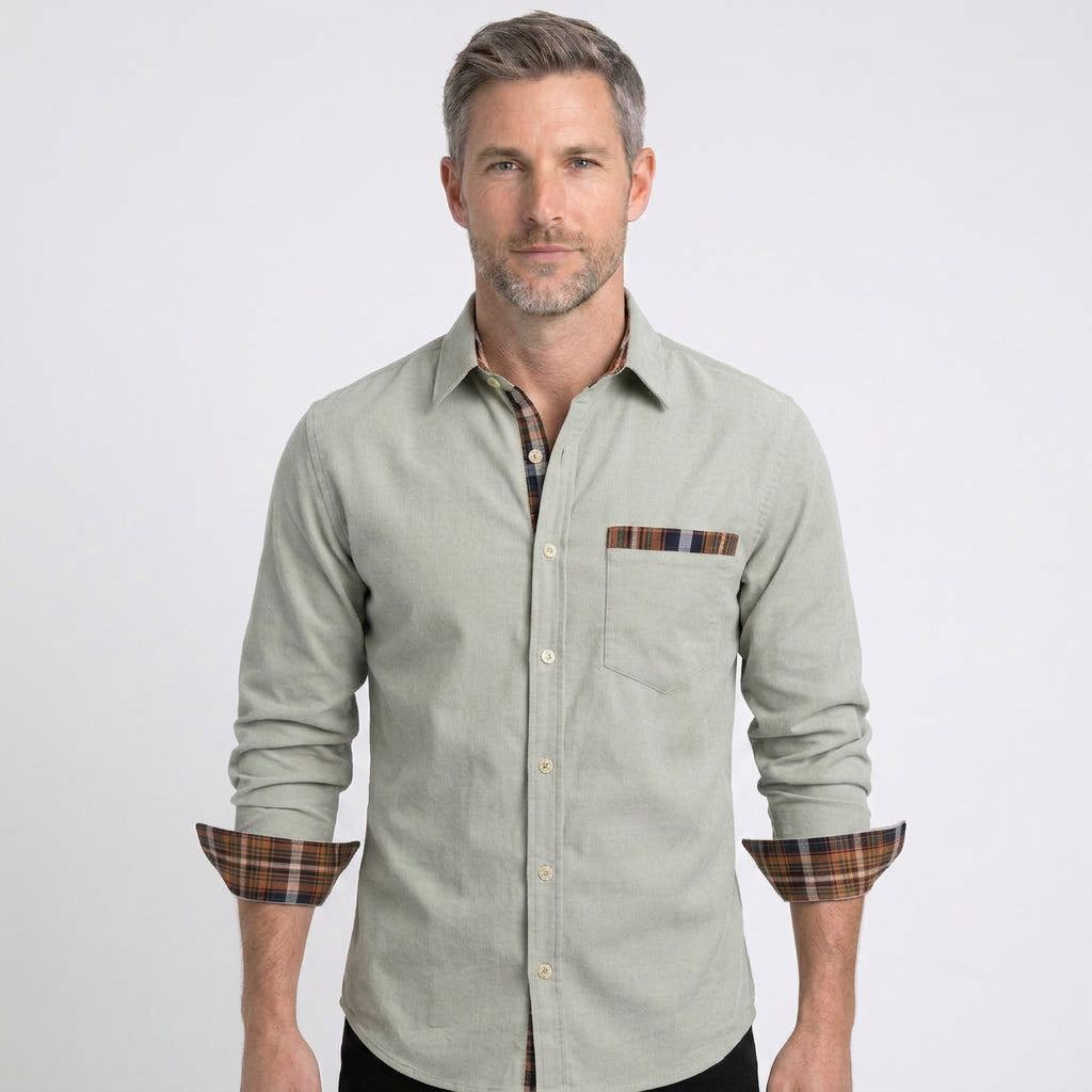 Men’s Check Detail Button Up Shirt