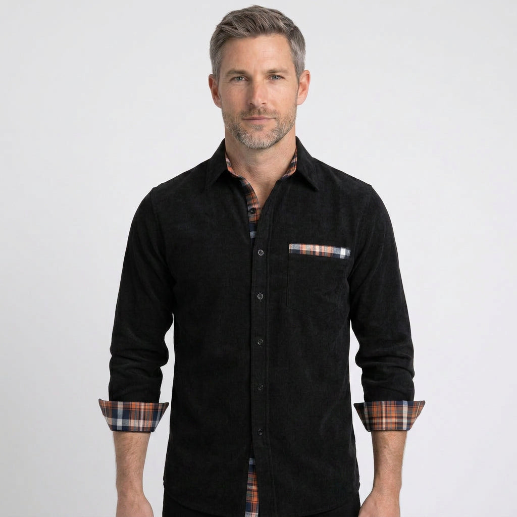 Men’s Check Detail Button Up Shirt