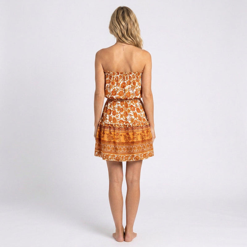 Romper – Strapless Printed Tie Waist Style