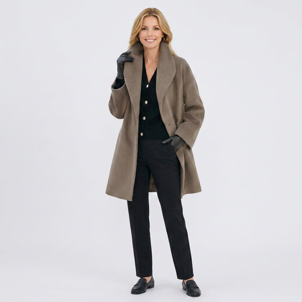 Coat – Lapel Collar Longline Elegant Style