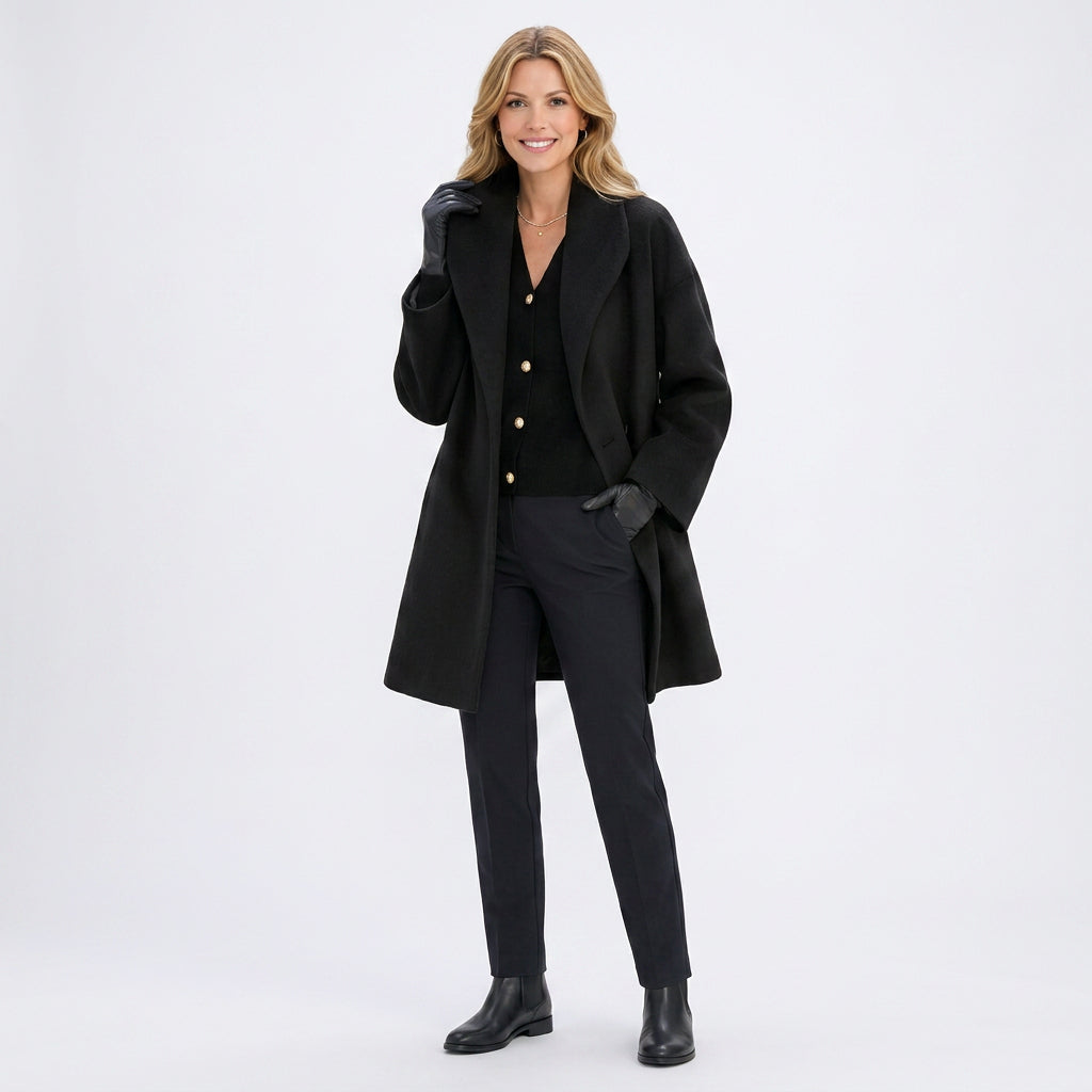 Coat – Lapel Collar Longline Elegant Style
