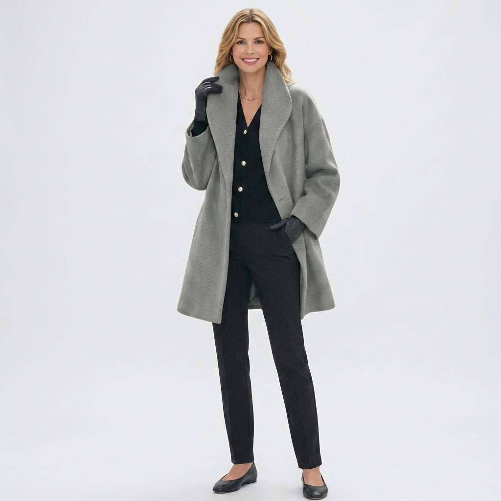 Coat – Lapel Collar Longline Elegant Style