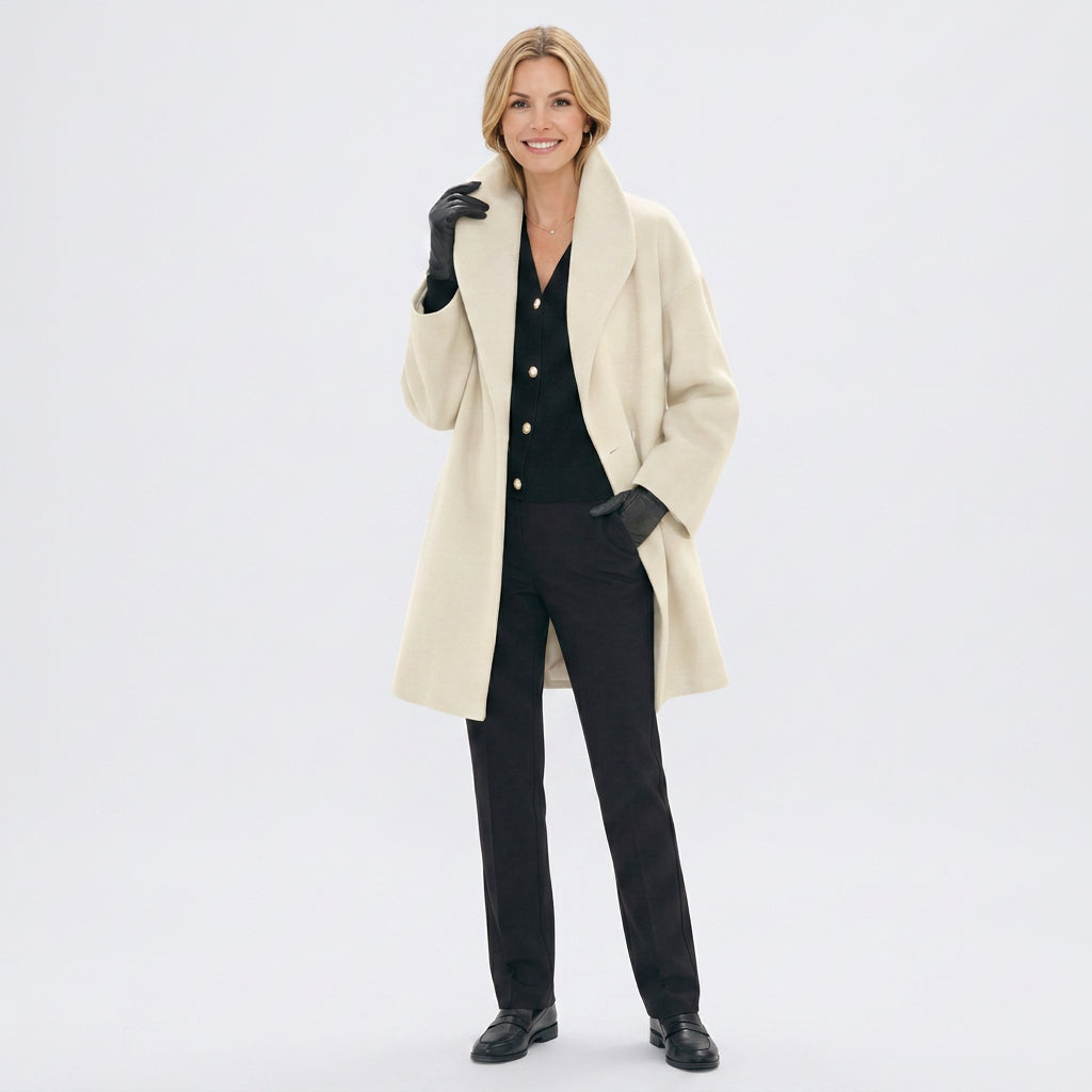 Coat – Lapel Collar Longline Elegant Style