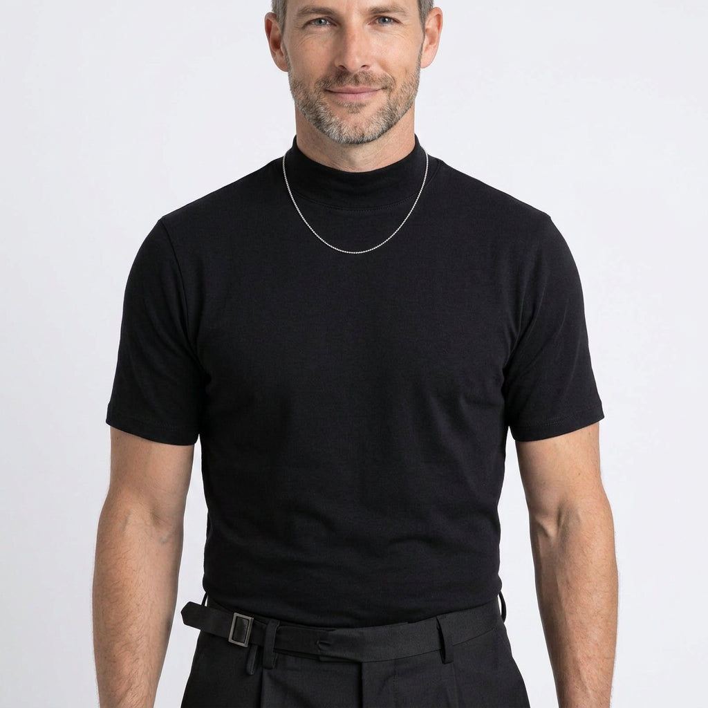 Men’s Short Sleeve Mock Neck Sweater
