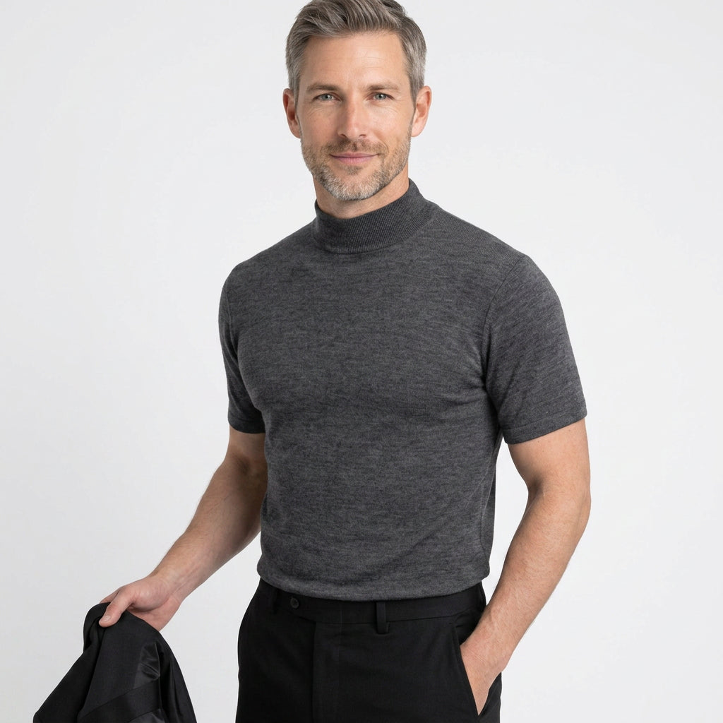 Men’s Short Sleeve Mock Neck Sweater