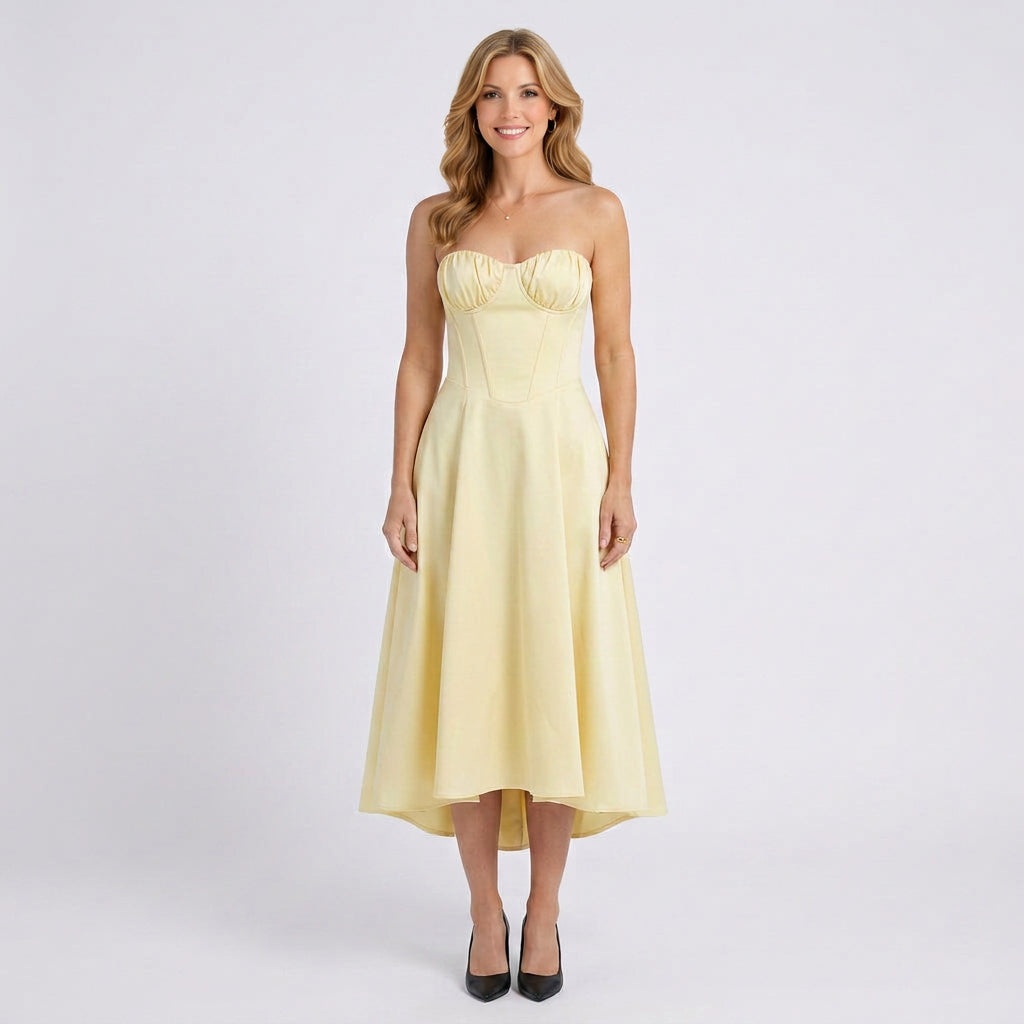 Floral Midi Dress – Sweetheart Neck Strappy Style