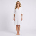Linen Mini Dress – V-Neck 3/4 Sleeve Style